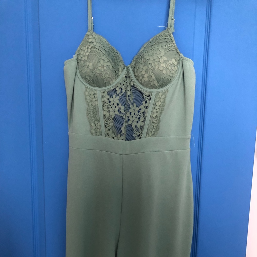 Mint green lace pant suit